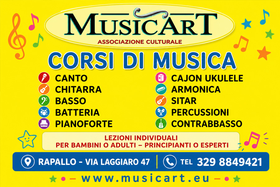 Nuovo Anno Accademico 2026 2027 e corsi di musica MusicArt a Rapallo